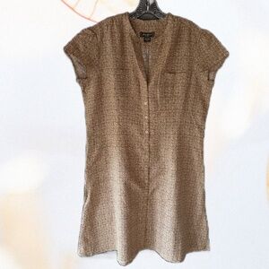 Eddie Bauer 100% Linen Short Sleeve Button Up Dress Size 18 NWOT